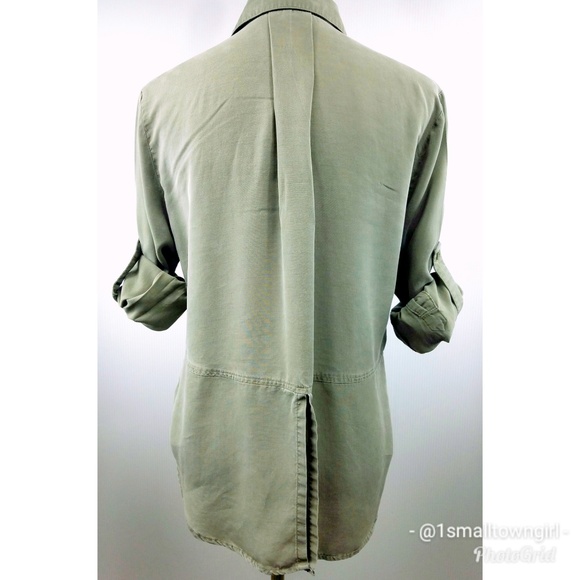 Anthropologie Cloth & Stone camp shirt green S - Picture 5 of 8